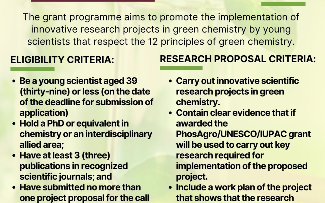 RESEARCH GRANT IN GREEN CHEMISTRY