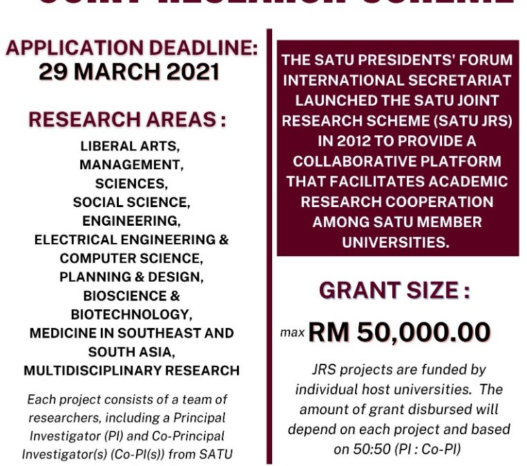 2021 SATU JOINT RESEARCH SCHEME (JRS)